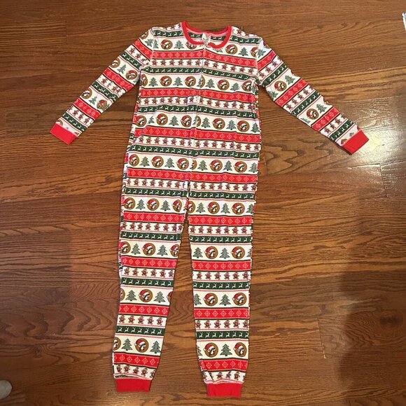 Buc-ee's Striped Christmas Adult Large Beaver Logo Long John Pajamas - Picture 12 of 12